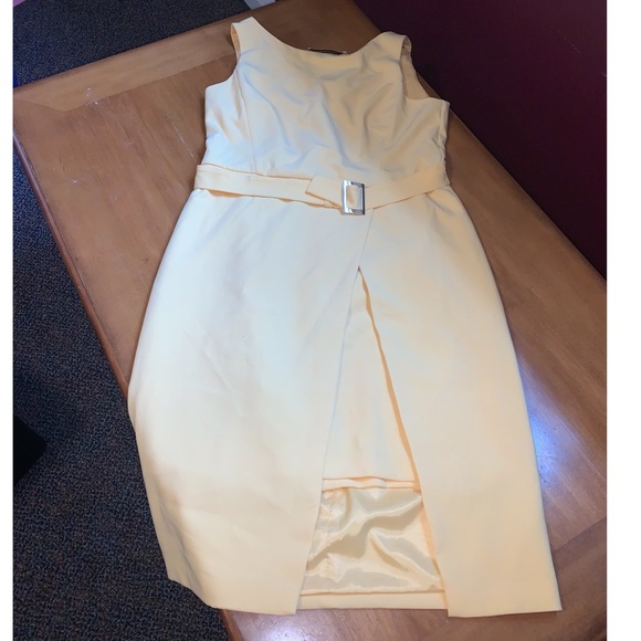 White House | Black Market Yellow Belted Dress Plus Size 14